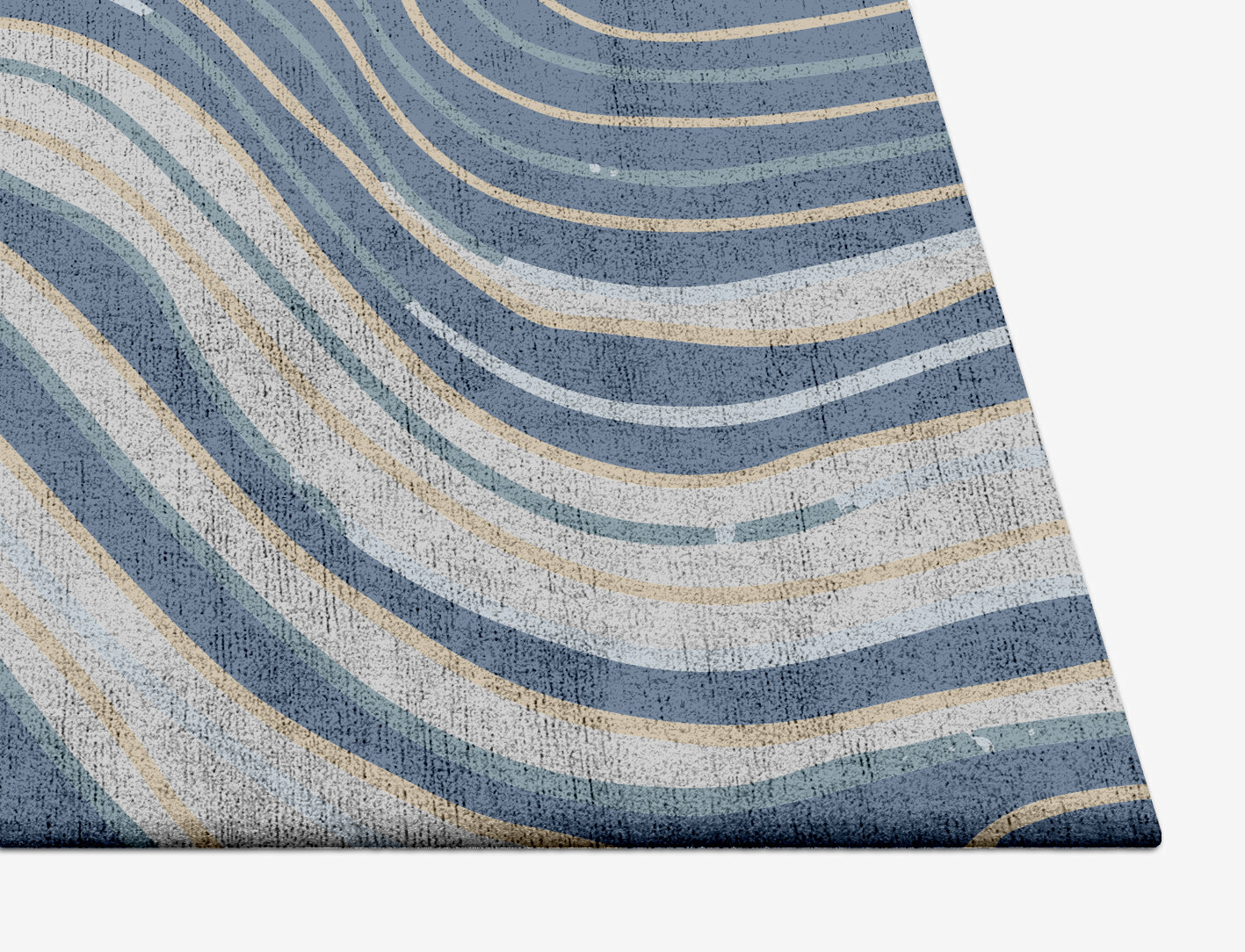 Tread Cerulean Square Hand Tufted Bamboo Silk Custom Rug by Rug Artisan