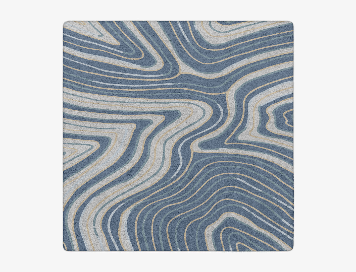Tread Cerulean Square Hand Tufted Pure Wool Custom Rug by Rug Artisan