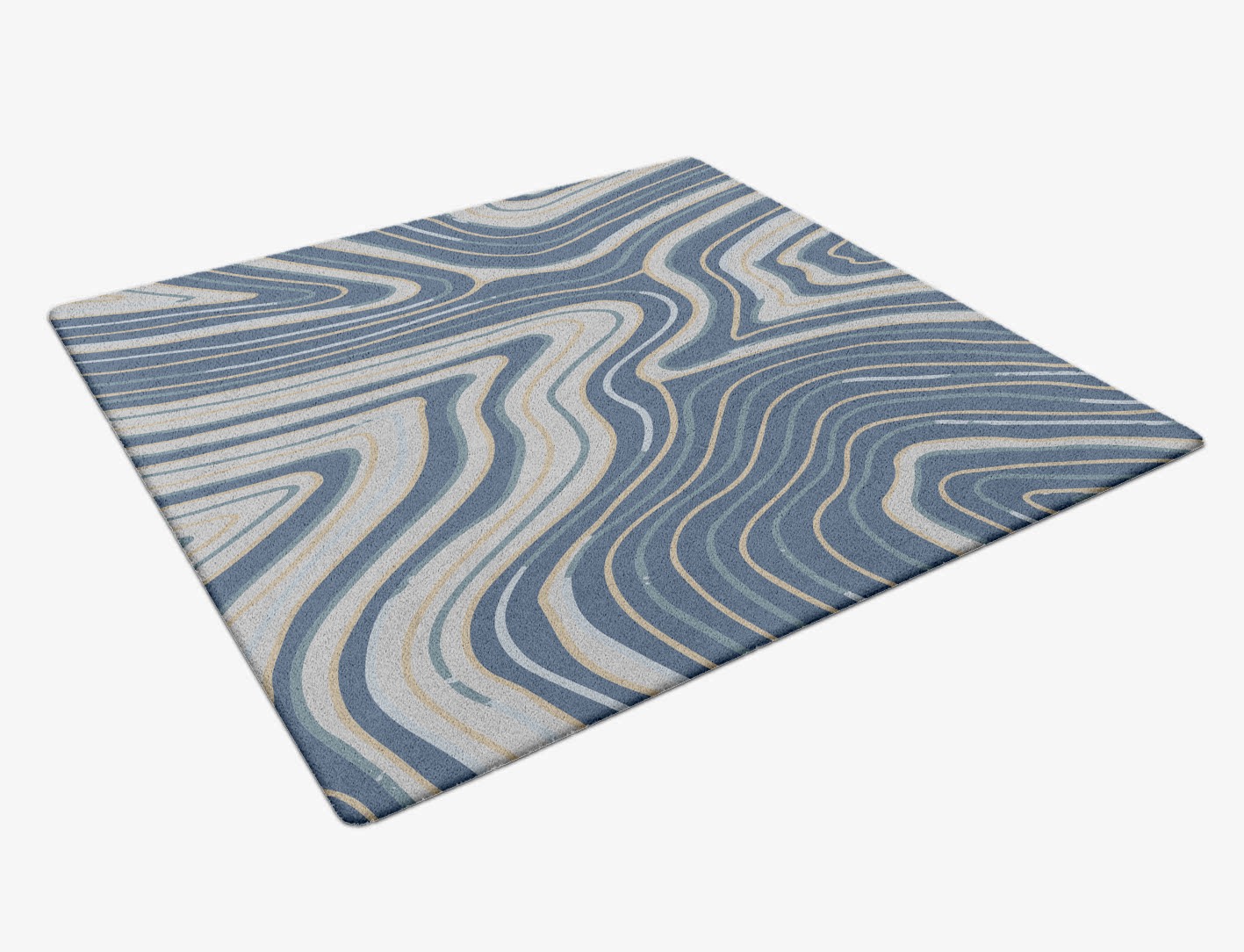 Tread Cerulean Square Hand Tufted Pure Wool Custom Rug by Rug Artisan