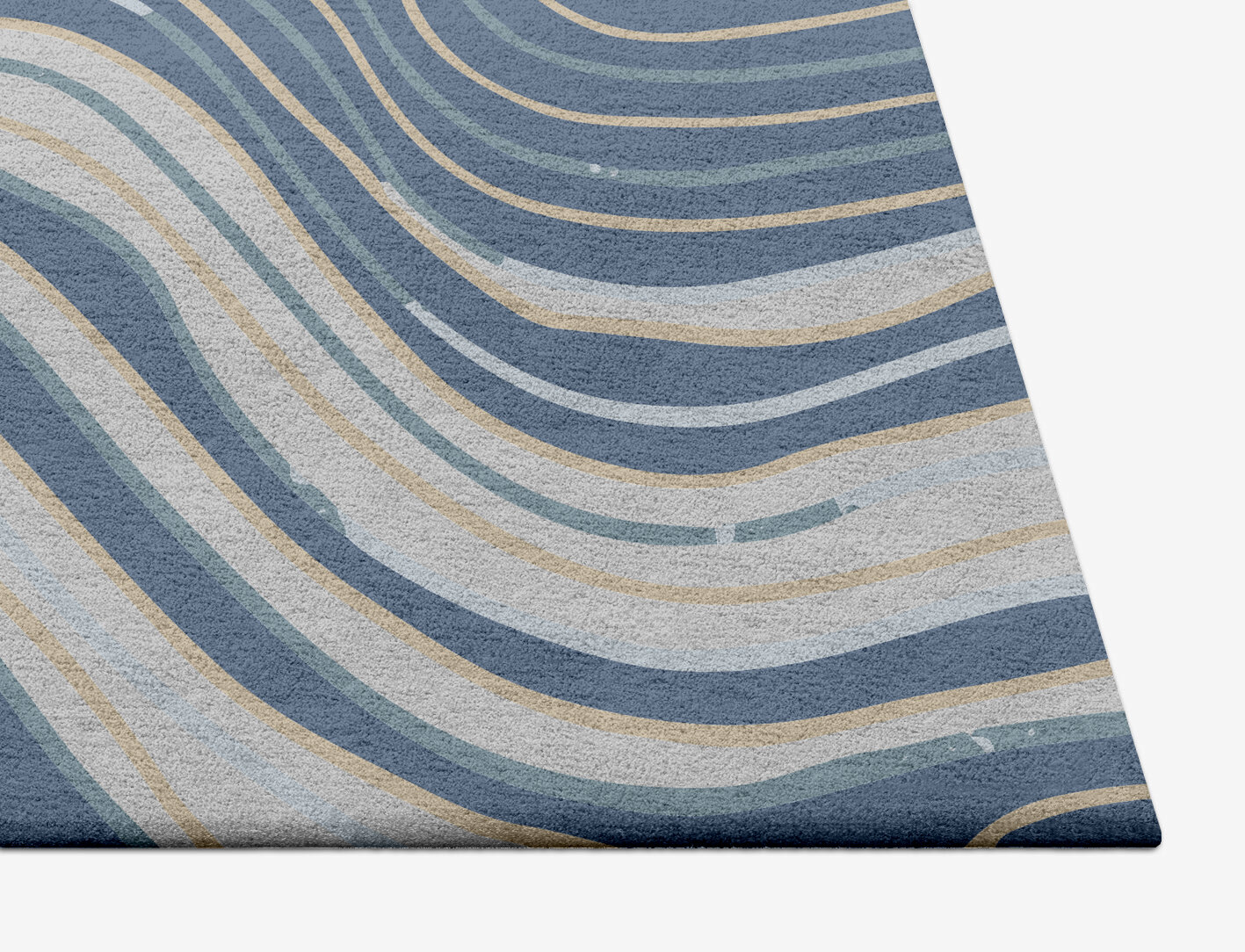 Tread Cerulean Square Hand Tufted Pure Wool Custom Rug by Rug Artisan