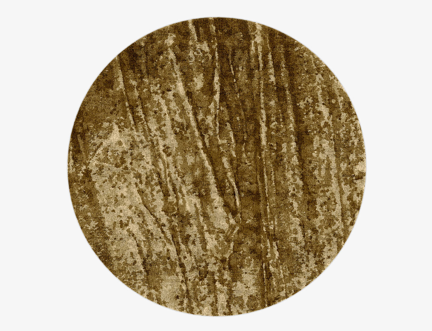 Tree Trunk Brush Strokes Round Hand Knotted Bamboo Silk Custom Rug by Rug Artisan
