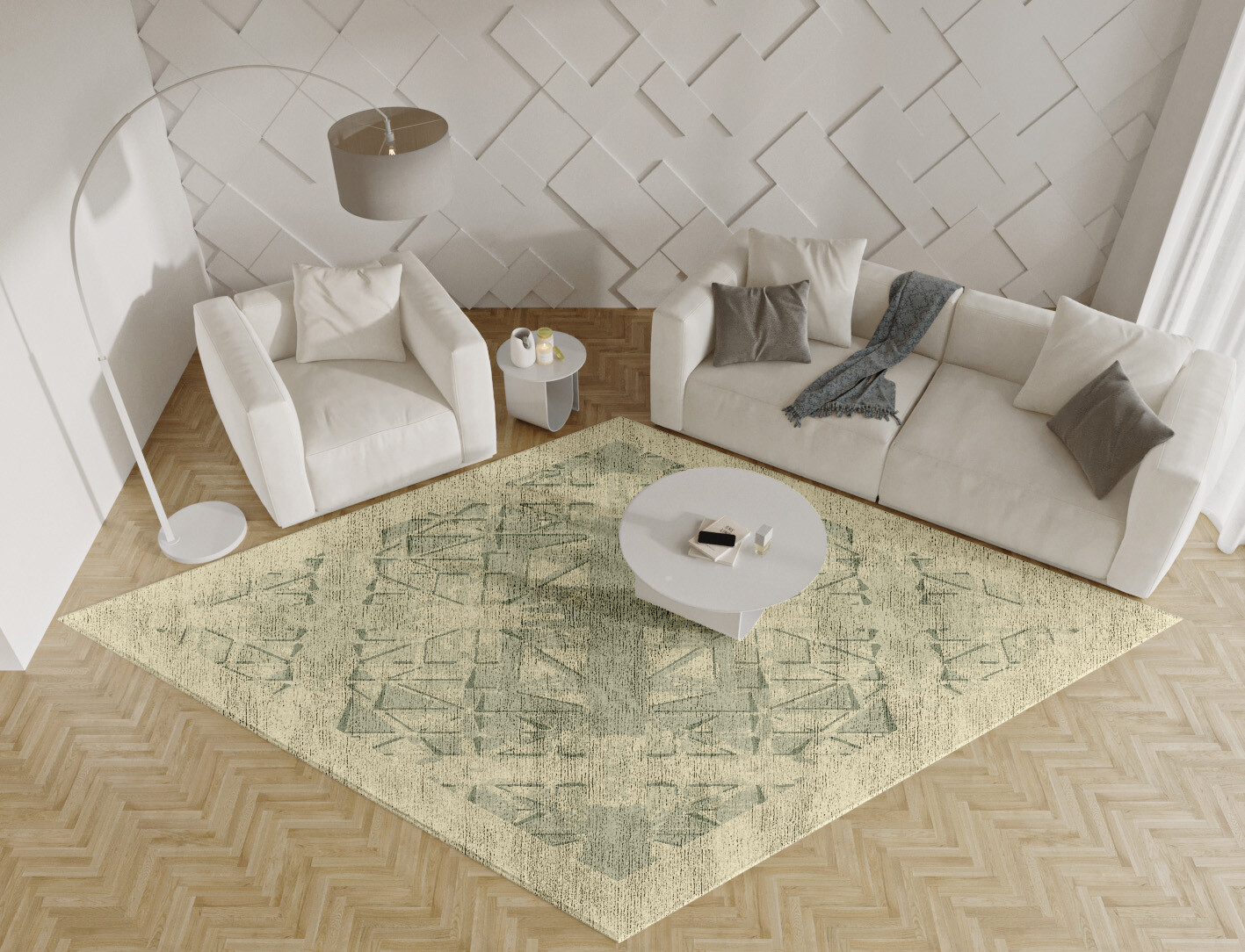 Treemaker Origami Diamond Hand Knotted Bamboo Silk Custom Rug by Rug Artisan