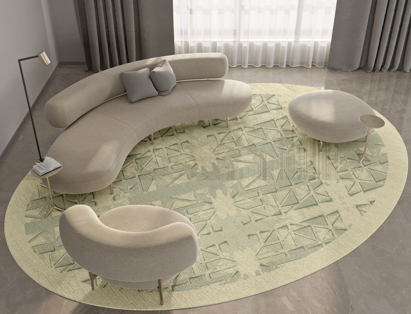 Treemaker Origami Oval Hand Knotted Bamboo Silk Custom Rug by Rug Artisan
