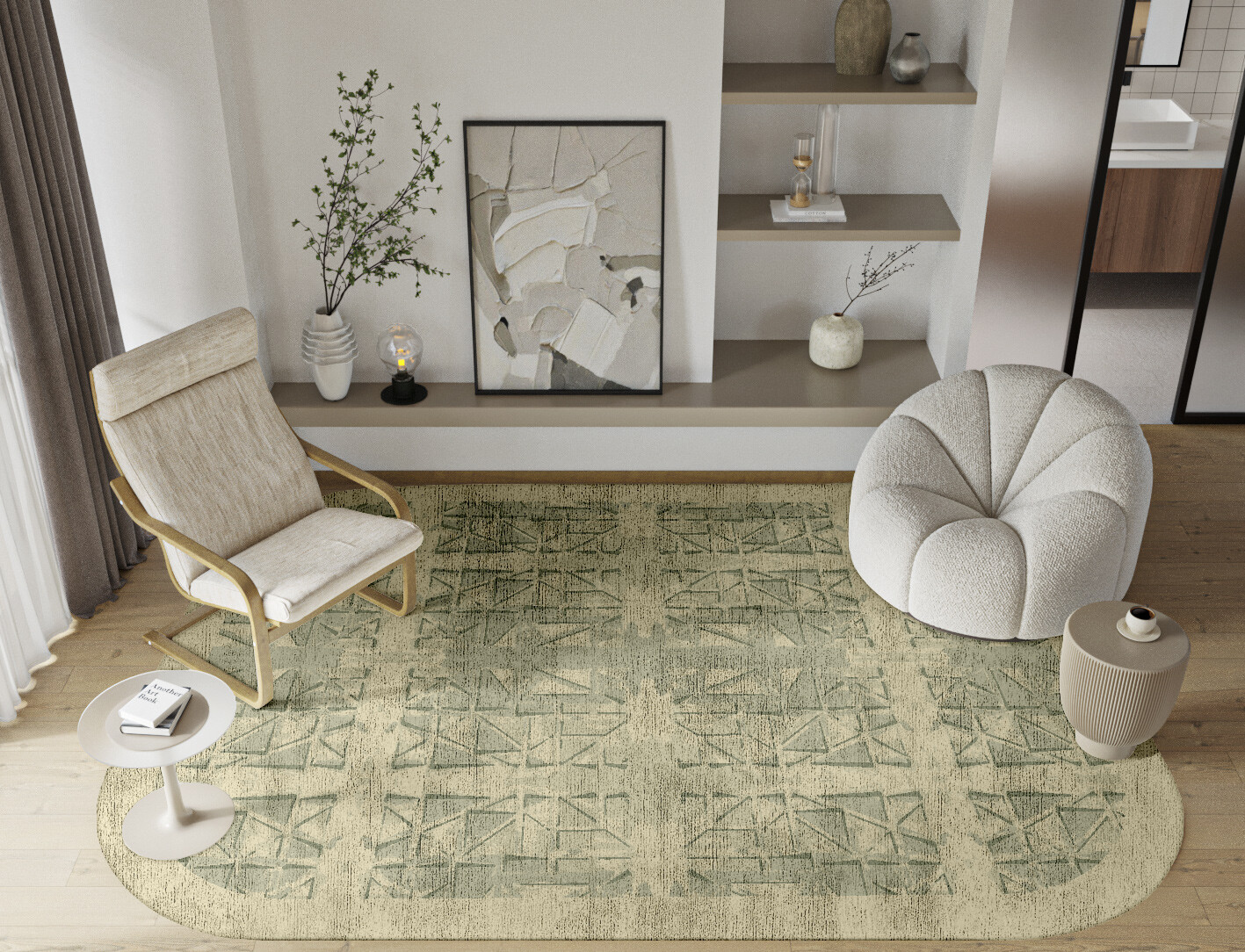 Treemaker Origami Oblong Hand Tufted Bamboo Silk Custom Rug by Rug Artisan