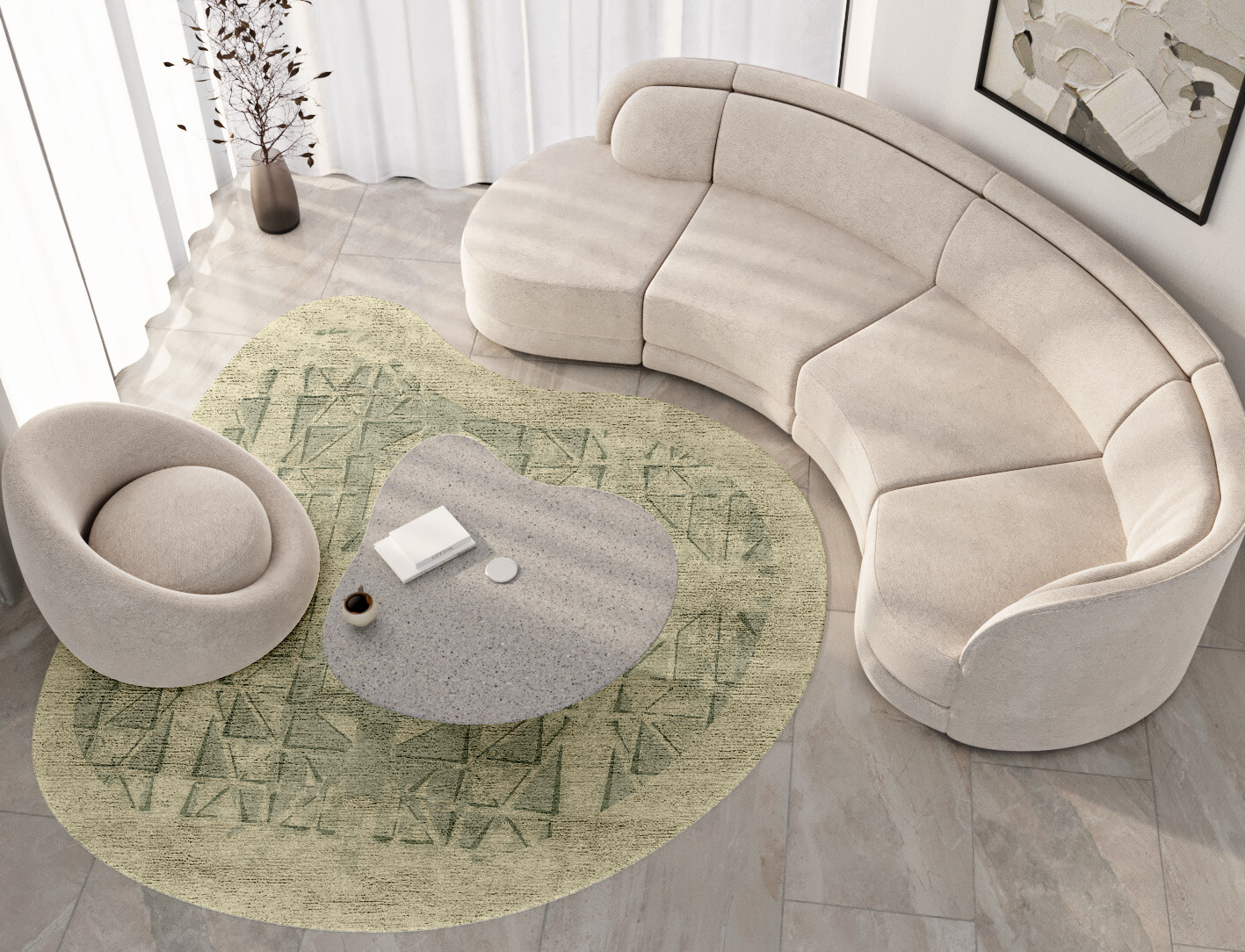 Treemaker Origami Splash Hand Tufted Bamboo Silk Custom Rug by Rug Artisan