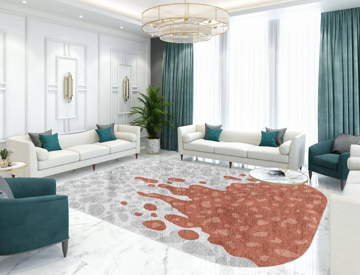 Trickle Terrazzo Play Oblong Hand Knotted Bamboo Silk Custom Rug by Rug Artisan