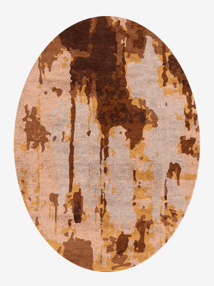 Trickles Surface Art Oval Hand Knotted Bamboo Silk Custom Rug by Rug Artisan