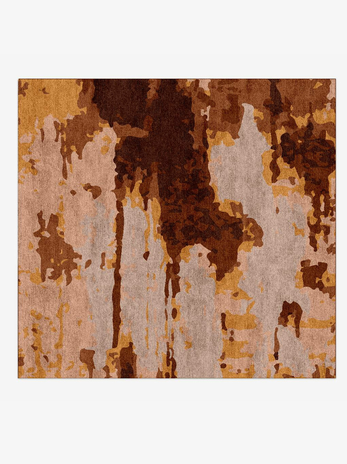 Trickles Surface Art Square Hand Knotted Bamboo Silk Custom Rug by Rug Artisan