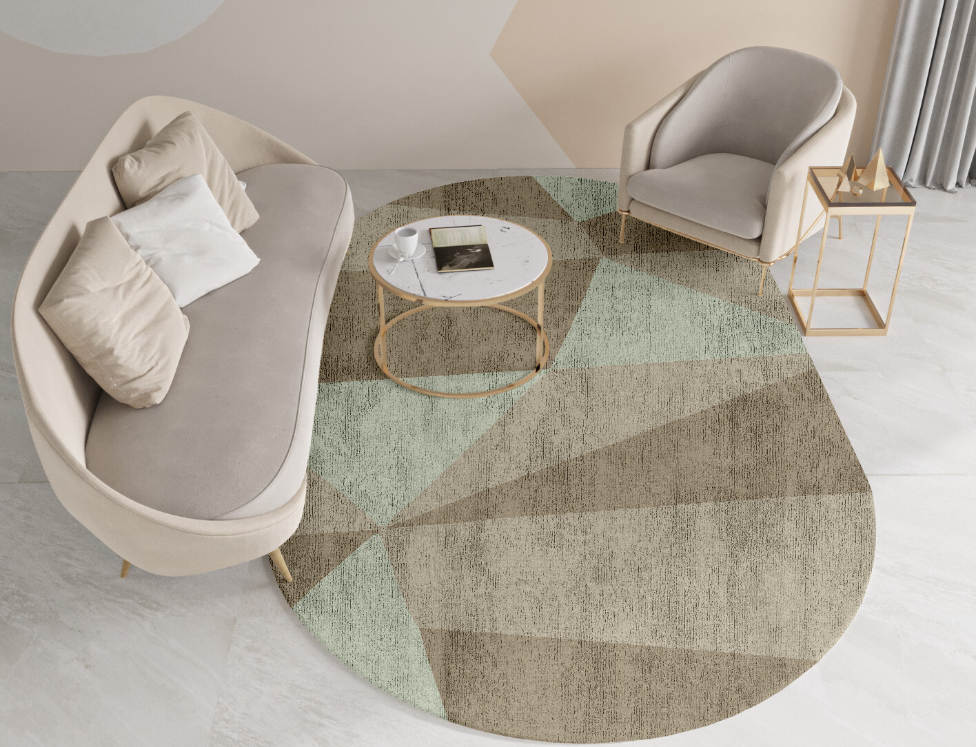 Trident Minimalist Capsule Hand Knotted Bamboo Silk Custom Rug by Rug Artisan