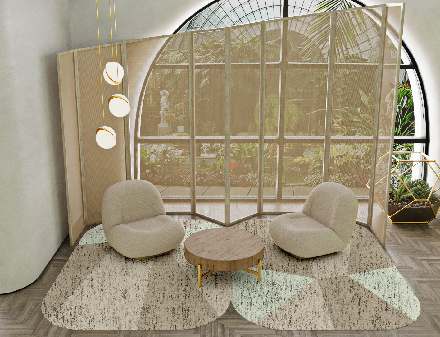 Trident Minimalist Eight Hand Knotted Bamboo Silk Custom Rug by Rug Artisan