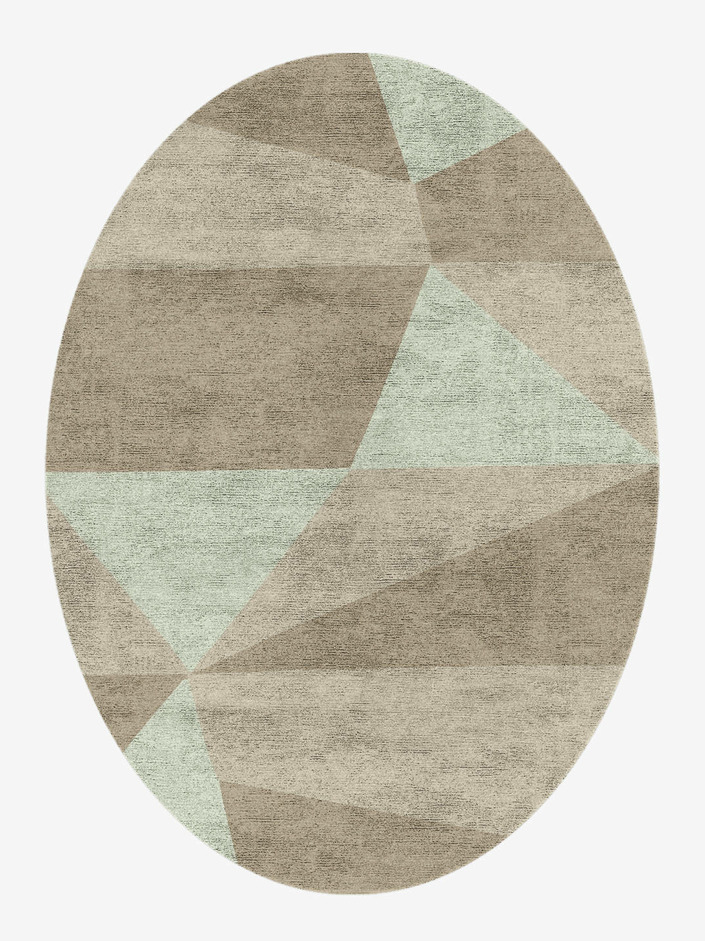 Trident Minimalist Oval Hand Knotted Bamboo Silk Custom Rug by Rug Artisan