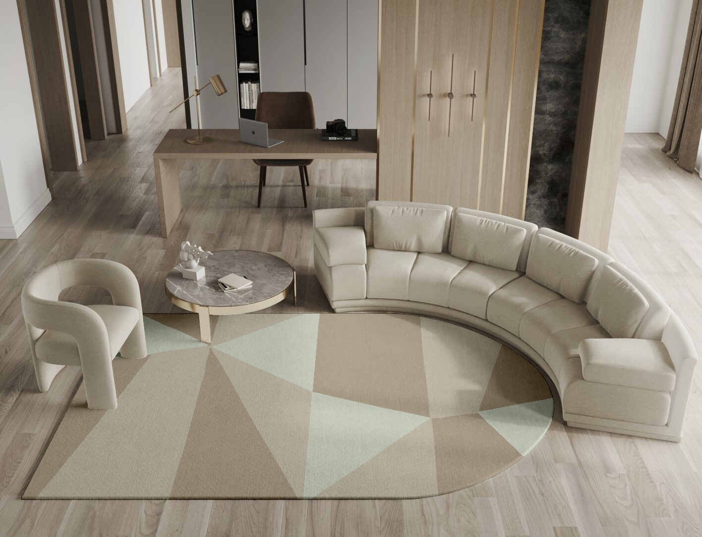 Trident Minimalist Arch Hand Tufted Pure Wool Custom Rug by Rug Artisan