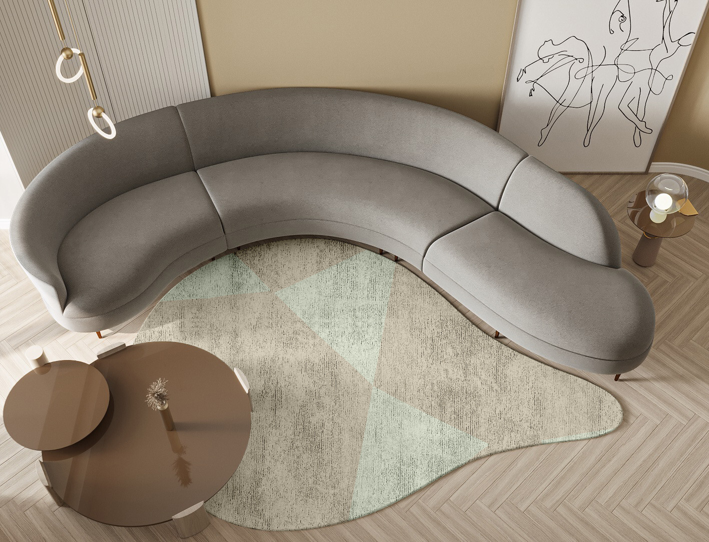 Trident Minimalist Drop Hand Tufted Bamboo Silk Custom Rug by Rug Artisan