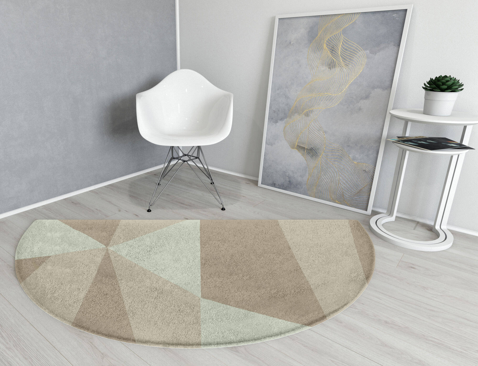 Trident Minimalist Halfmoon Hand Tufted Pure Wool Custom Rug by Rug Artisan