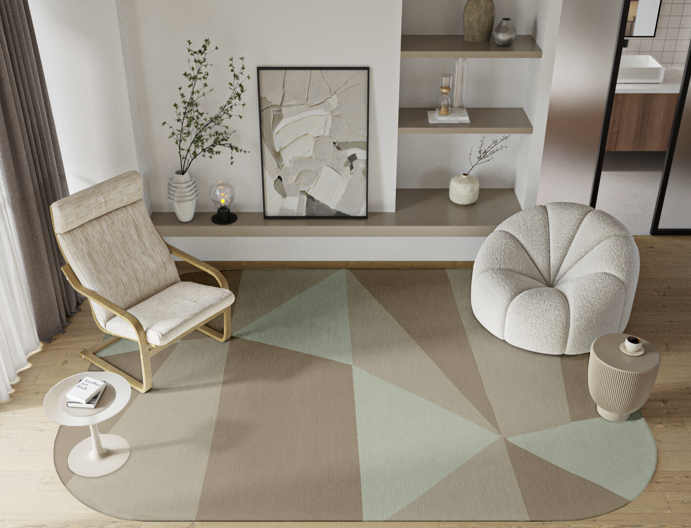 Trident Minimalist Oblong Hand Tufted Pure Wool Custom Rug by Rug Artisan