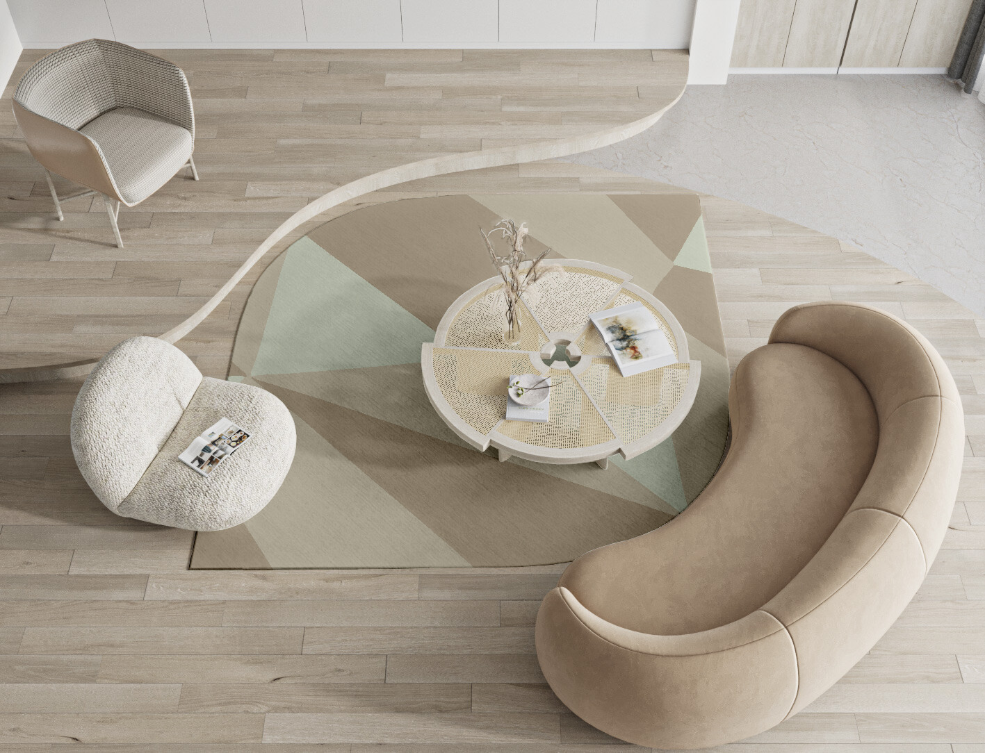 Trident Minimalist Ogee Hand Tufted Pure Wool Custom Rug by Rug Artisan
