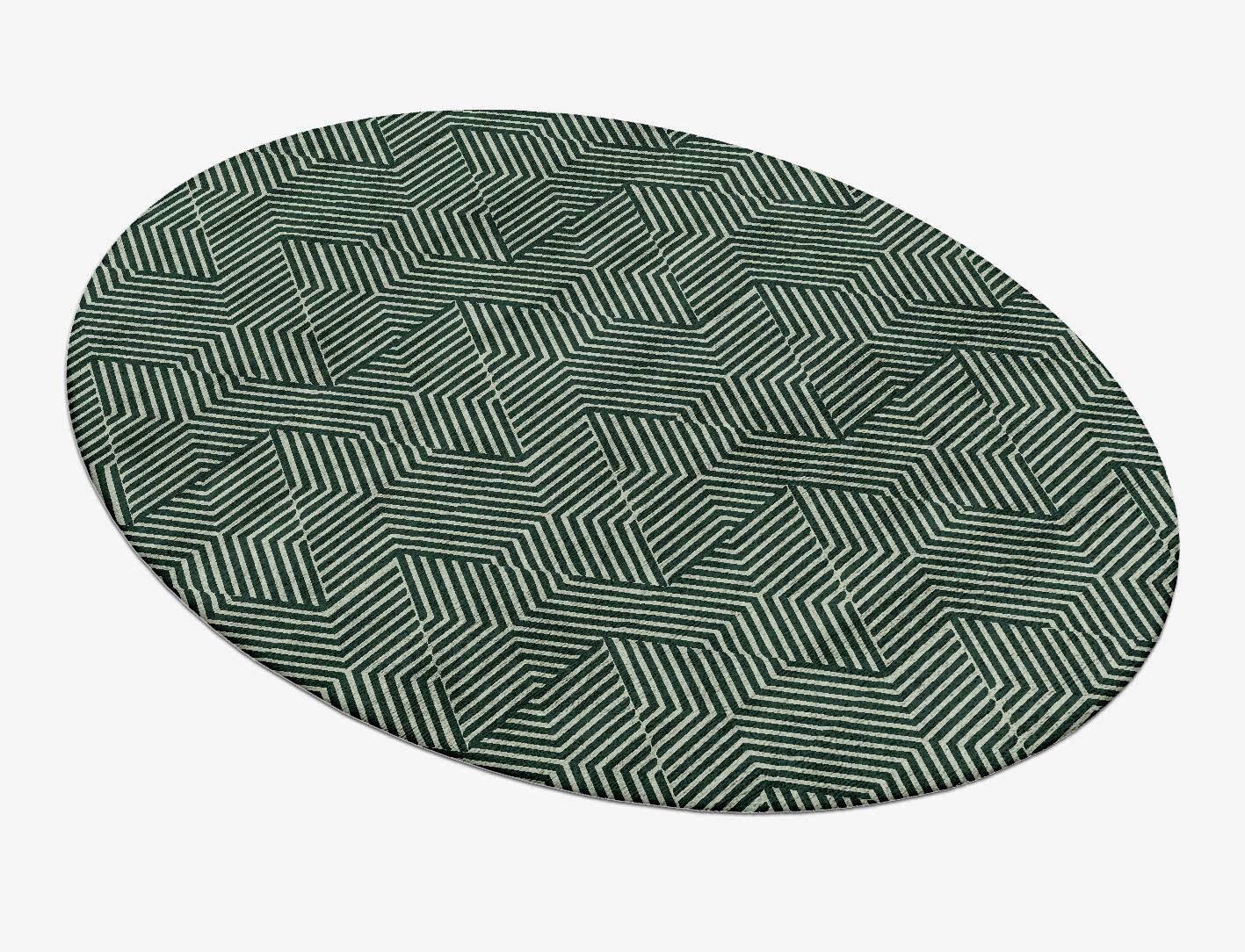 Trigon Geometric Oval Hand Tufted Bamboo Silk Custom Rug by Rug Artisan
