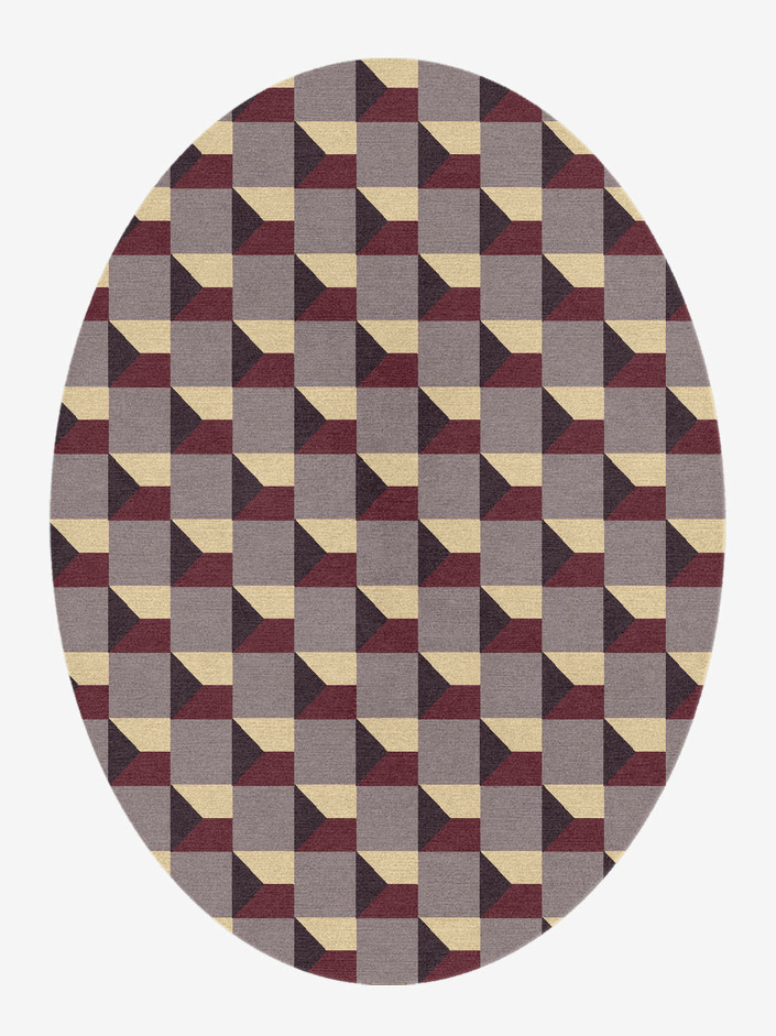 Trigonal Prism Modern Geometrics Oval Hand Knotted Tibetan Wool Custom Rug by Rug Artisan