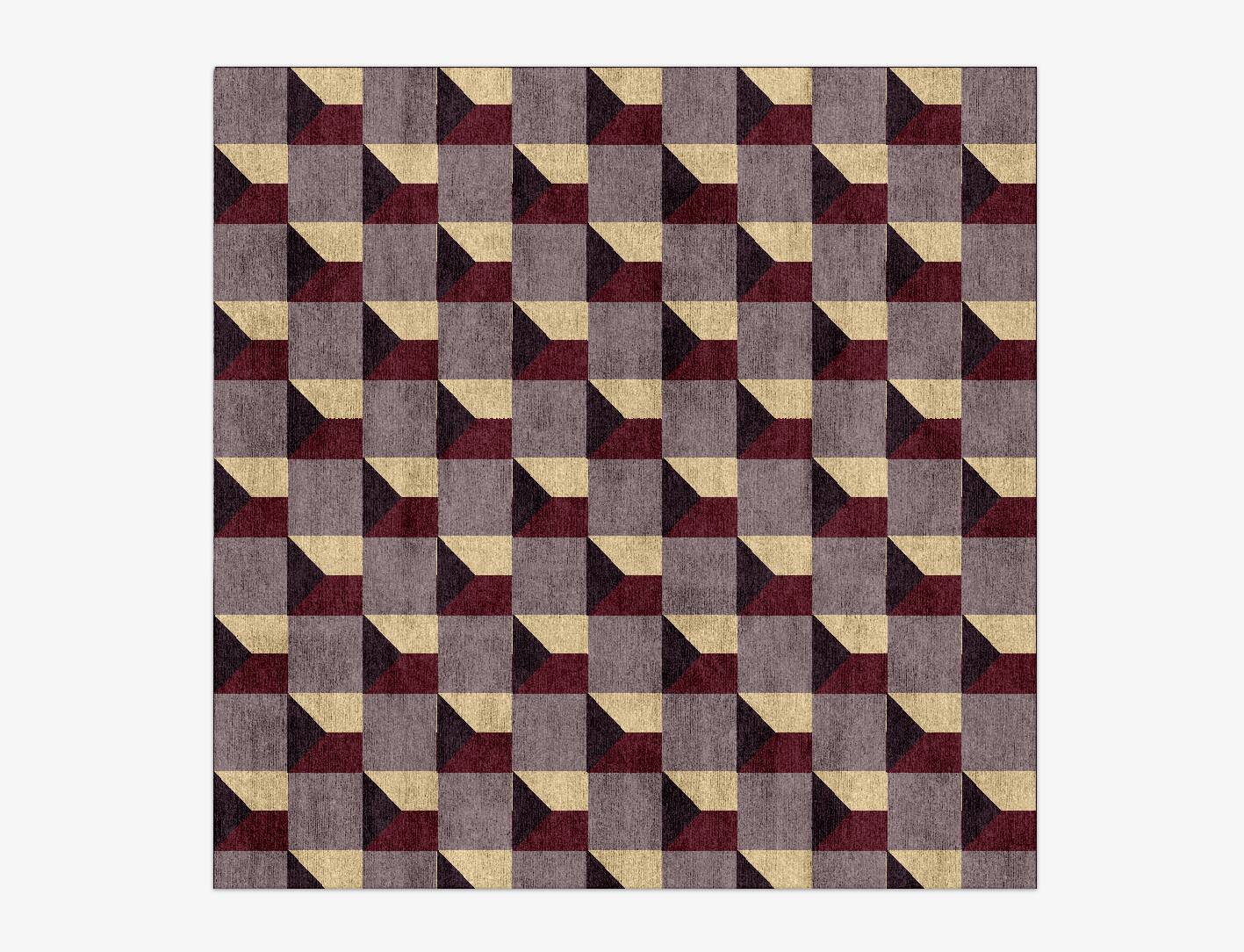 Trigonal Prism Modern Geometrics Square Hand Knotted Bamboo Silk Custom Rug by Rug Artisan