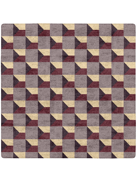 Trigonal Prism Modern Geometrics Square Hand Tufted Bamboo Silk Custom Rug by Rug Artisan