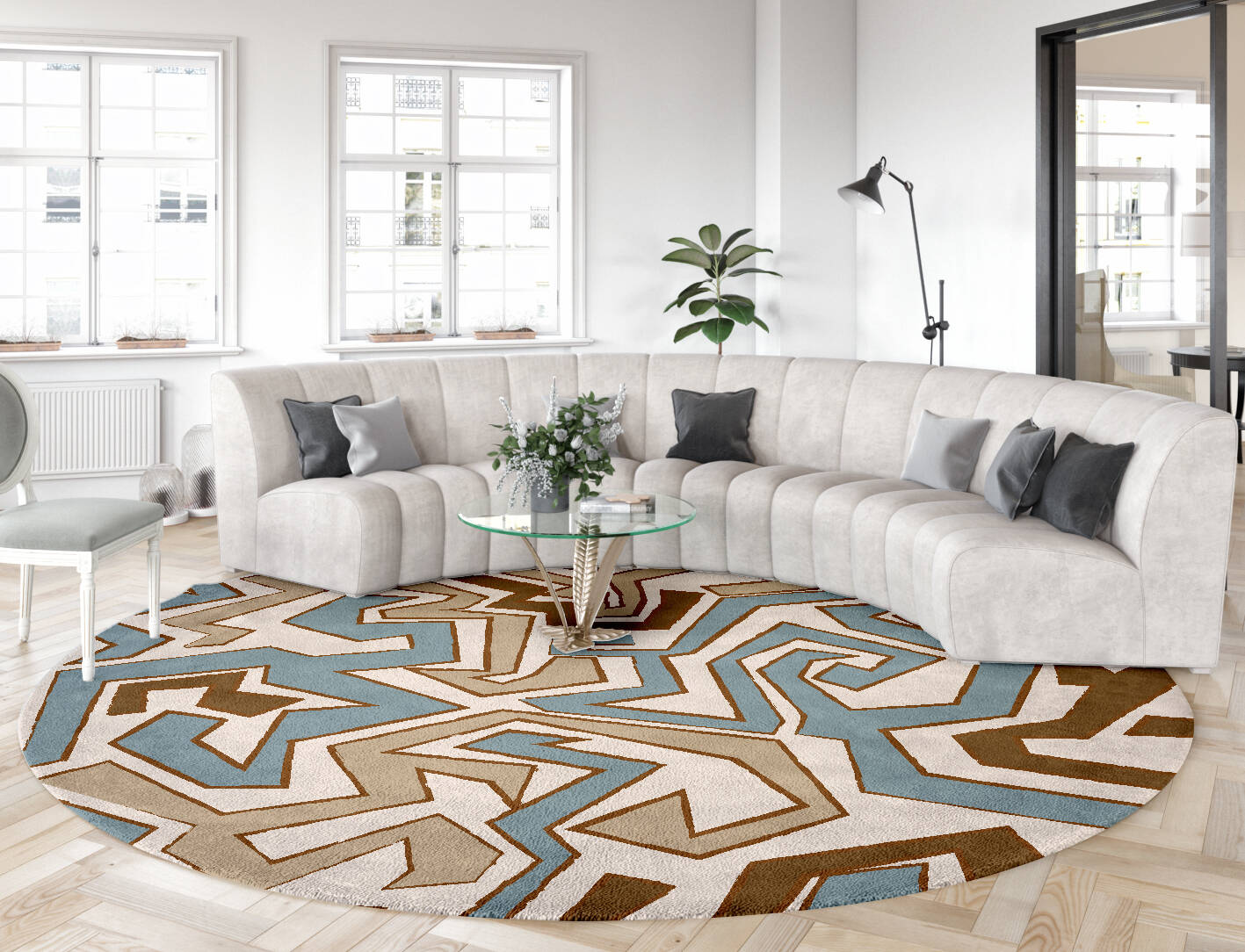 Trixie Abstract Round Hand Tufted Pure Wool Custom Rug by Rug Artisan