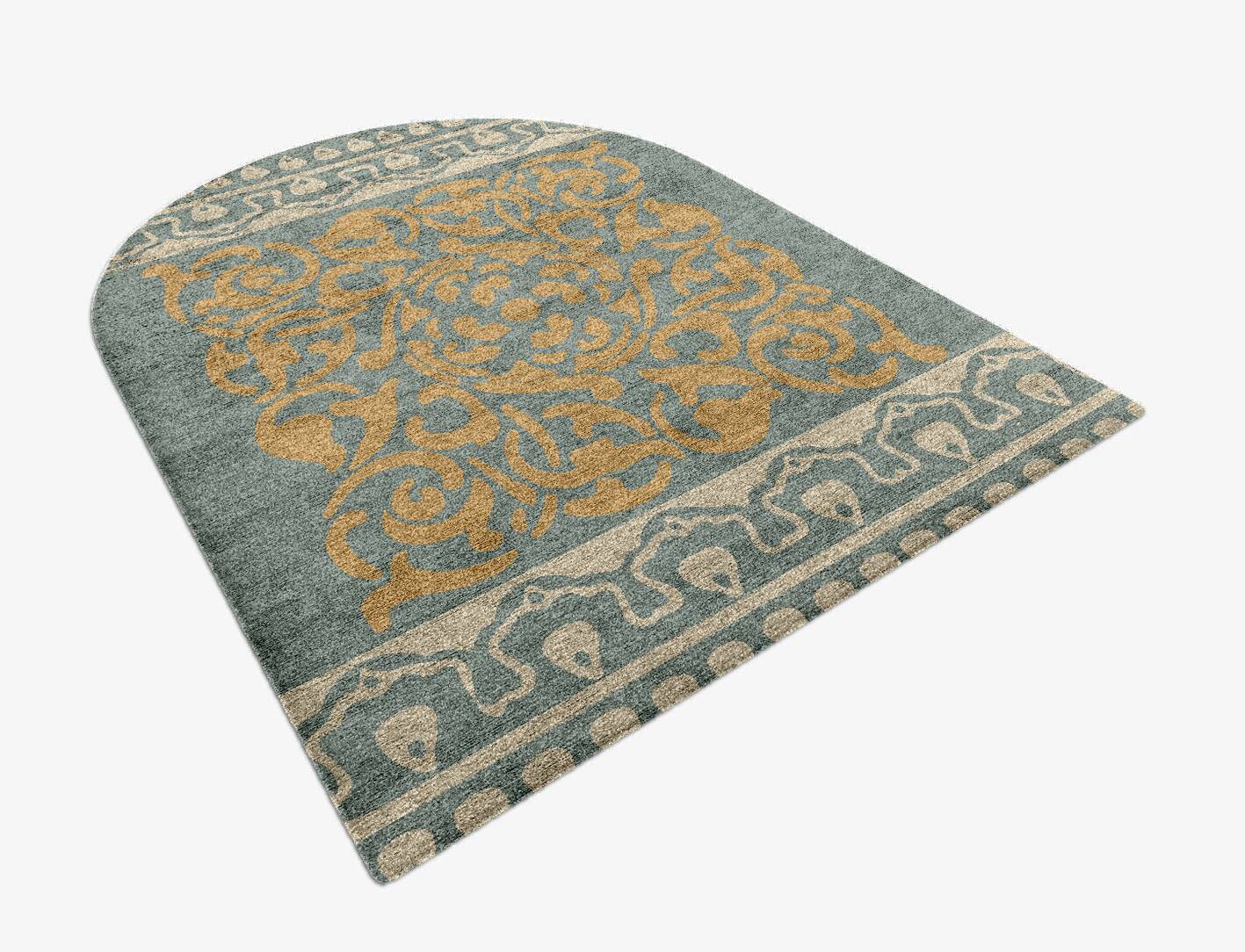 Troika Blue Royal Arch Hand Knotted Bamboo Silk Custom Rug by Rug Artisan