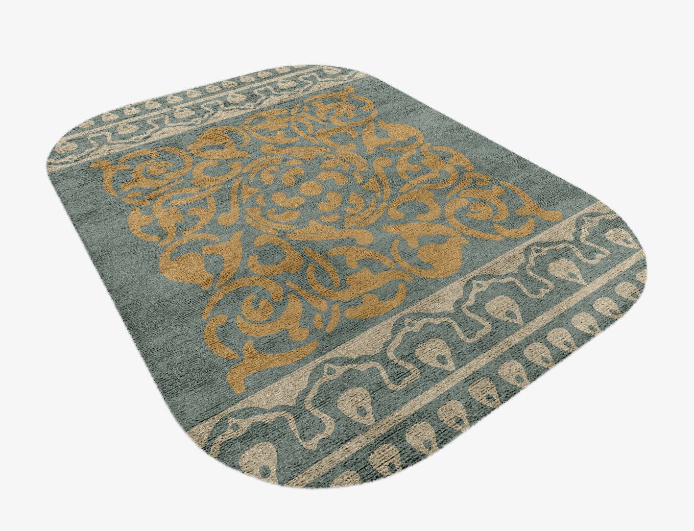 Troika Blue Royal Oblong Hand Knotted Bamboo Silk Custom Rug by Rug Artisan