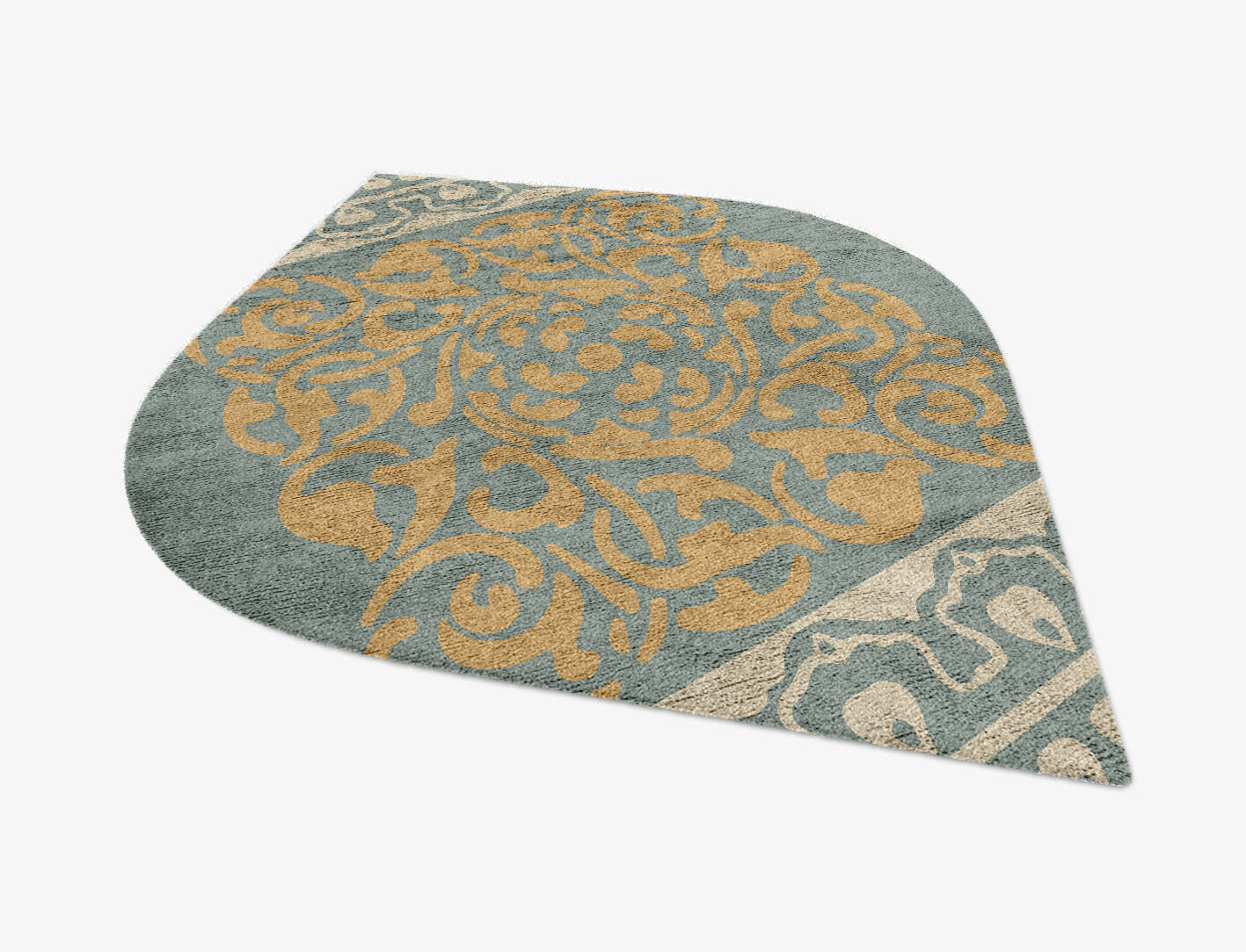 Troika Blue Royal Ogee Hand Knotted Bamboo Silk Custom Rug by Rug Artisan