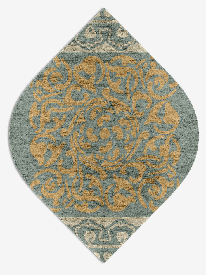 Troika Blue Royal Ogee Hand Knotted Bamboo Silk Custom Rug by Rug Artisan