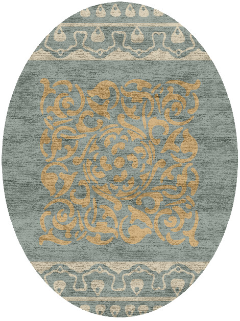 Troika Blue Royal Oval Hand Knotted Bamboo Silk Custom Rug by Rug Artisan