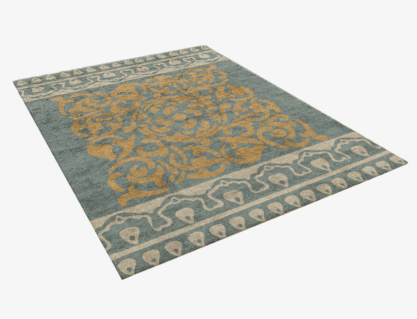 Troika Blue Royal Rectangle Hand Knotted Bamboo Silk Custom Rug by Rug Artisan