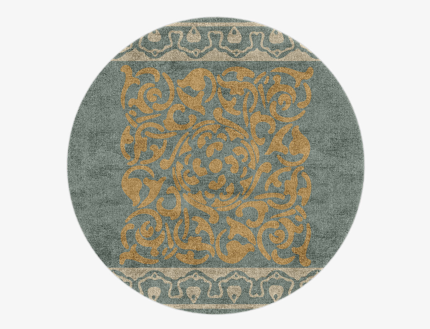 Troika Blue Royal Round Hand Knotted Bamboo Silk Custom Rug by Rug Artisan