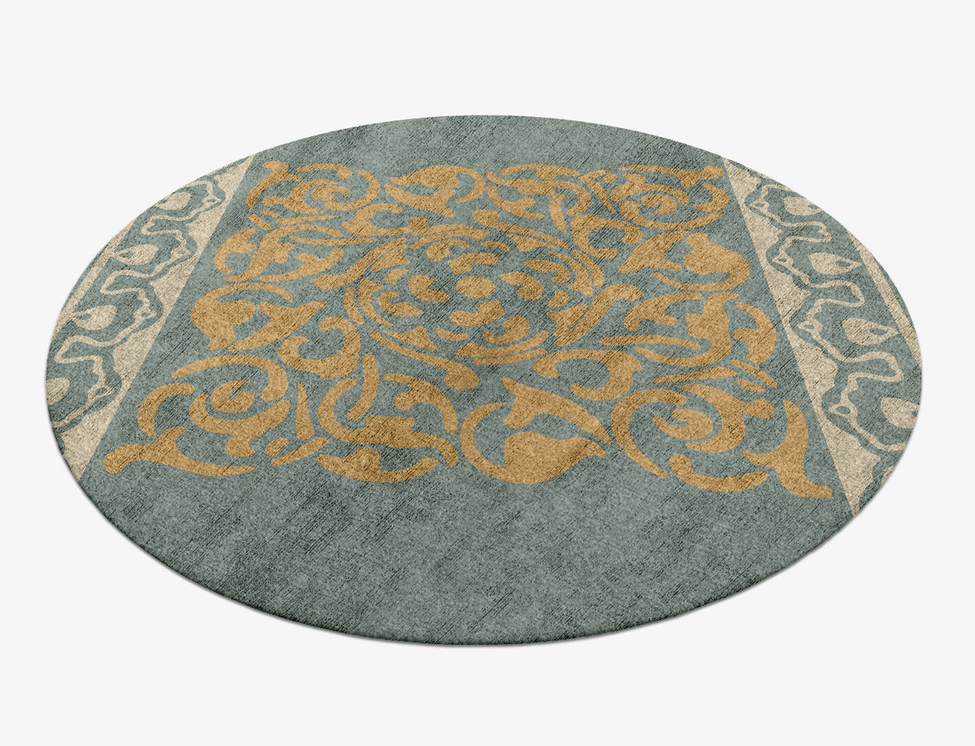 Troika Blue Royal Round Hand Knotted Bamboo Silk Custom Rug by Rug Artisan