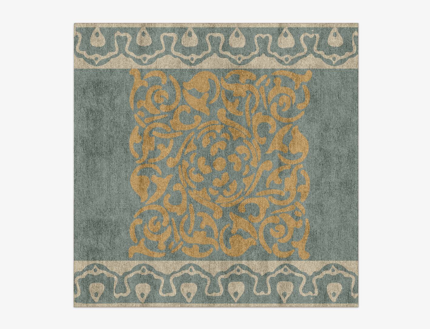 Troika Blue Royal Square Hand Knotted Bamboo Silk Custom Rug by Rug Artisan