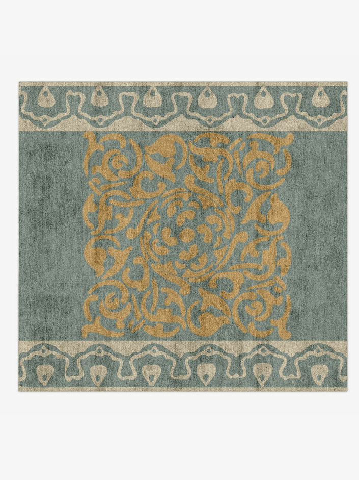 Troika Blue Royal Square Hand Knotted Bamboo Silk Custom Rug by Rug Artisan
