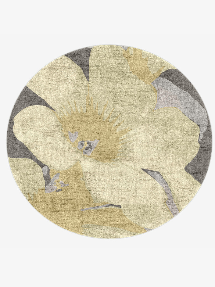 Tropics Floral Round Hand Knotted Bamboo Silk Custom Rug by Rug Artisan