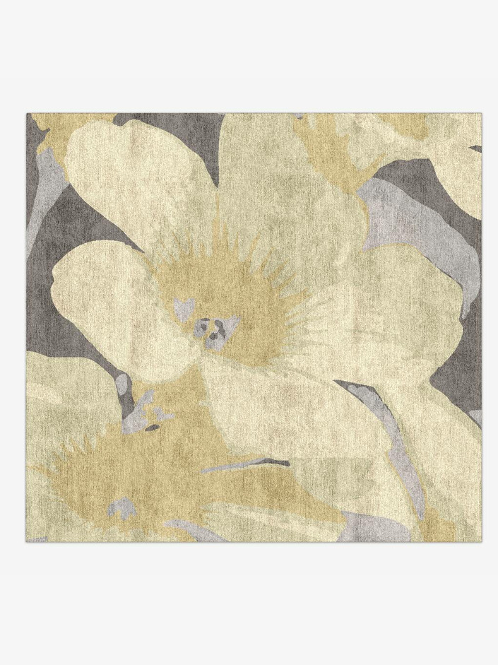 Tropics Floral Square Hand Knotted Bamboo Silk Custom Rug by Rug Artisan