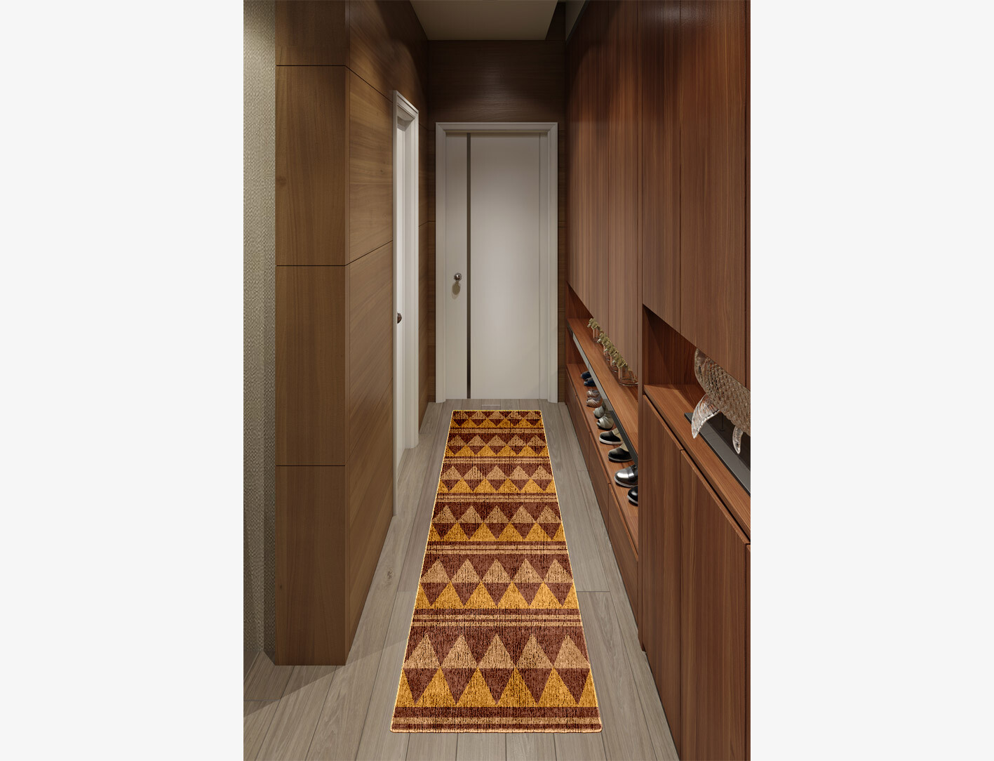 Tryst Geometric Runner Flatweave Bamboo Silk Custom Rug by Rug Artisan