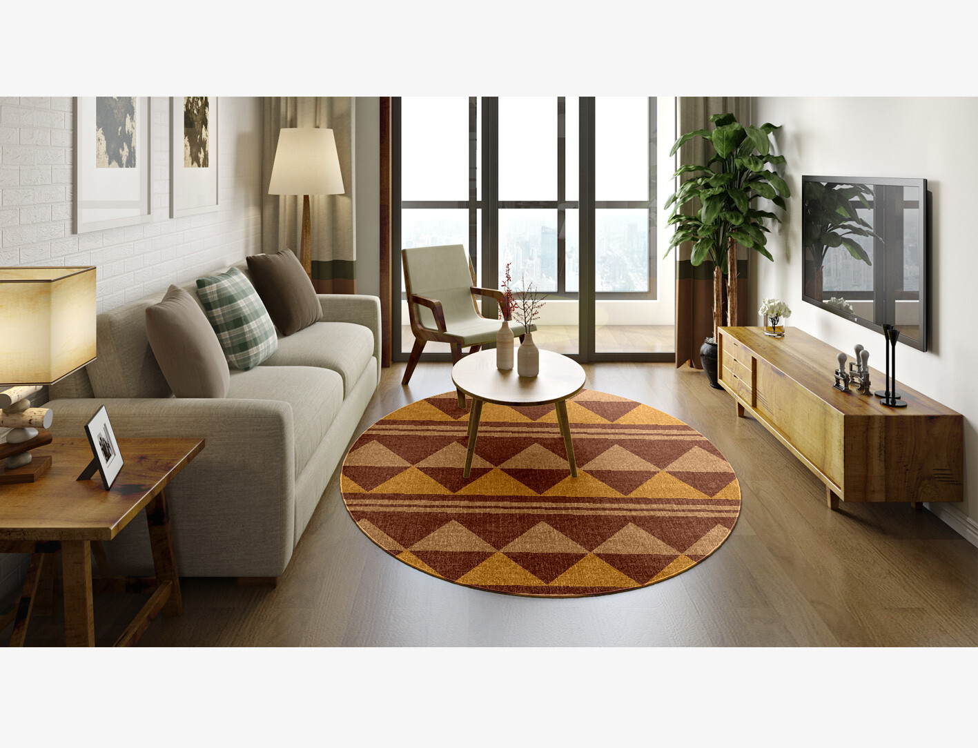 Tryst Geometric Oval Outdoor Recycled Yarn Custom Rug by Rug Artisan