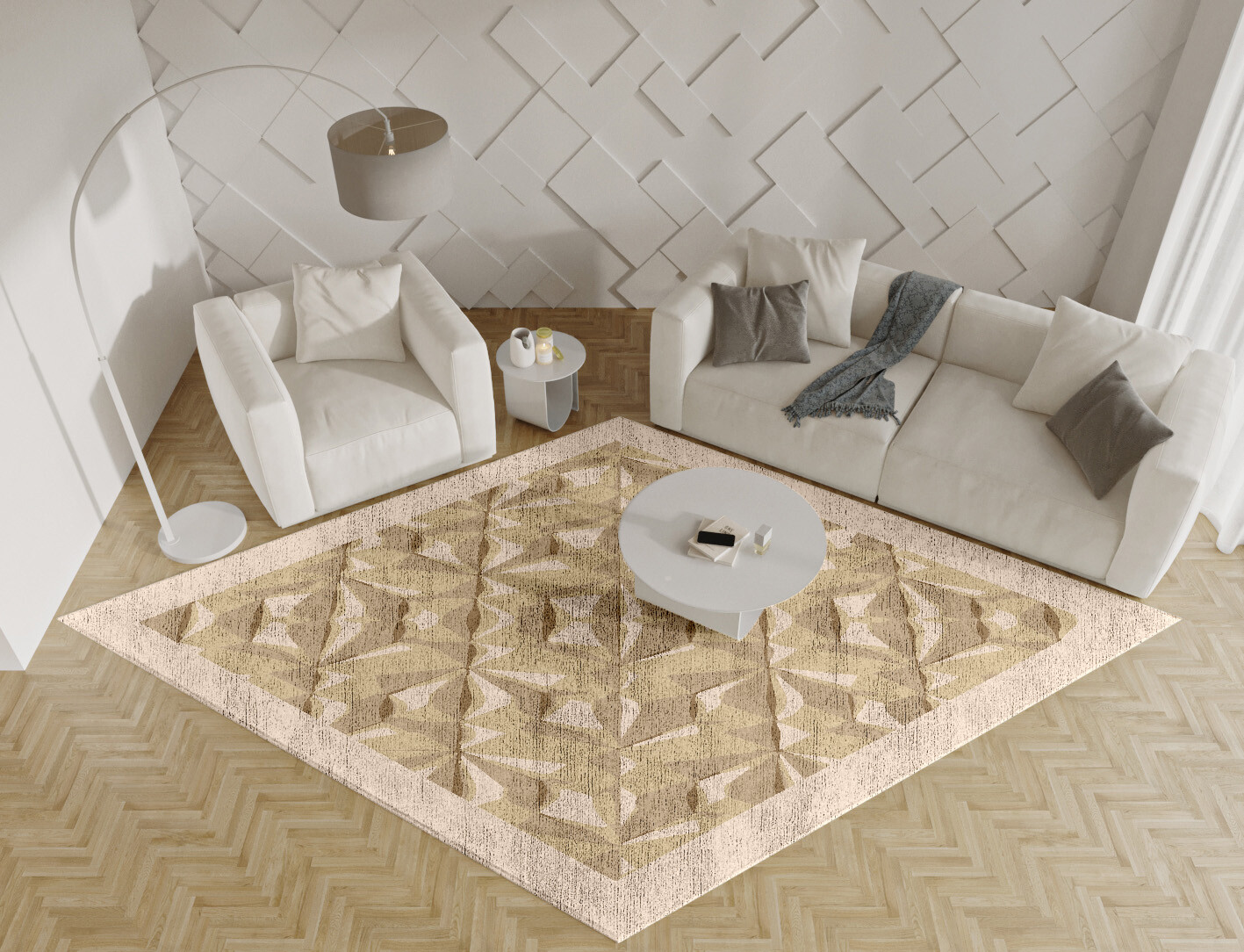 Tsuru Origami Diamond Hand Knotted Bamboo Silk Custom Rug by Rug Artisan