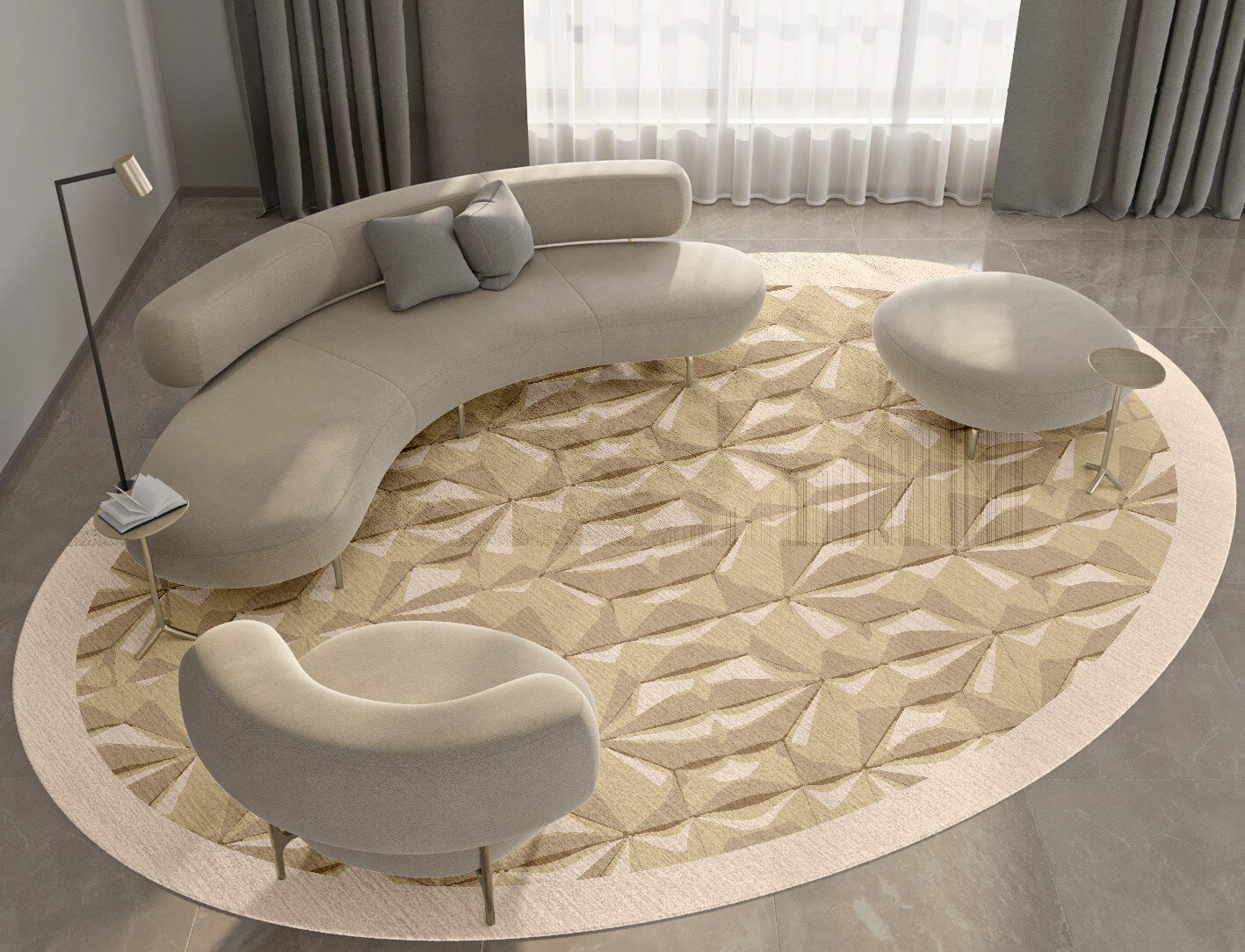 Tsuru Origami Oval Hand Knotted Bamboo Silk Custom Rug by Rug Artisan