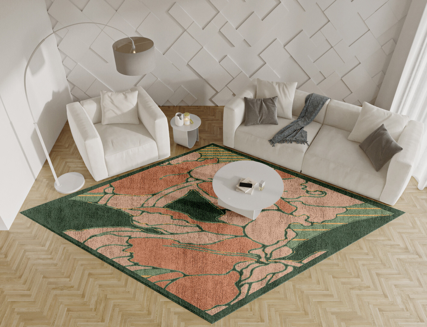 Tulip Field of Flowers Diamond Hand Knotted Bamboo Silk Custom Rug by Rug Artisan