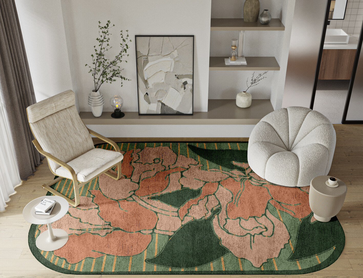 Tulip Field of Flowers Oblong Hand Knotted Bamboo Silk Custom Rug by Rug Artisan