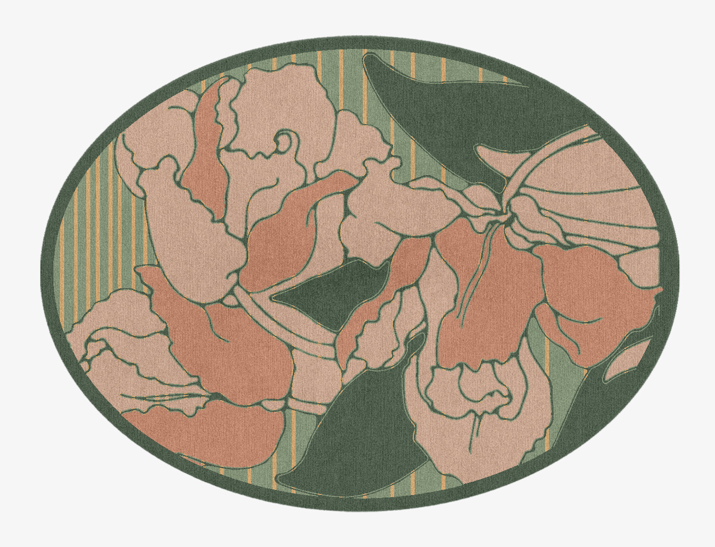 Tulip Field of Flowers Oval Hand Knotted Tibetan Wool Custom Rug by Rug Artisan