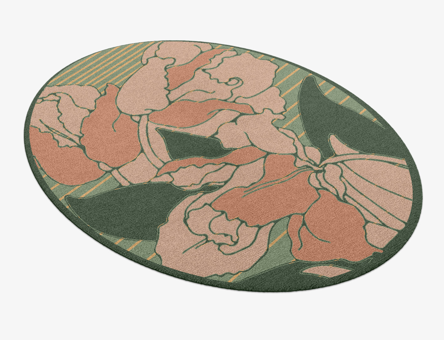 Tulip Field of Flowers Oval Hand Knotted Tibetan Wool Custom Rug by Rug Artisan