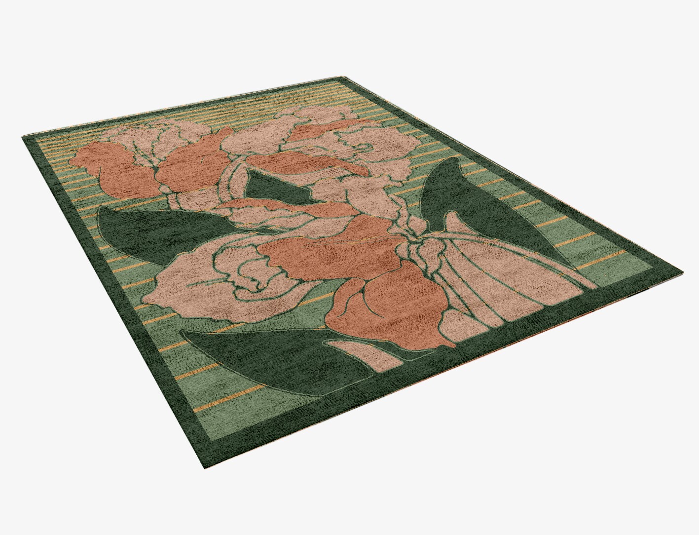 Tulip Field of Flowers Rectangle Hand Knotted Bamboo Silk Custom Rug by Rug Artisan