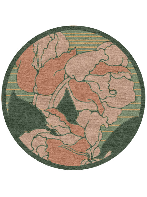 Tulip Round Hand Knotted Tibetan Wool custom handmade rug