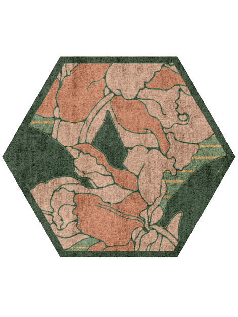 Tulip Hexagon Hand Tufted Bamboo Silk custom handmade rug