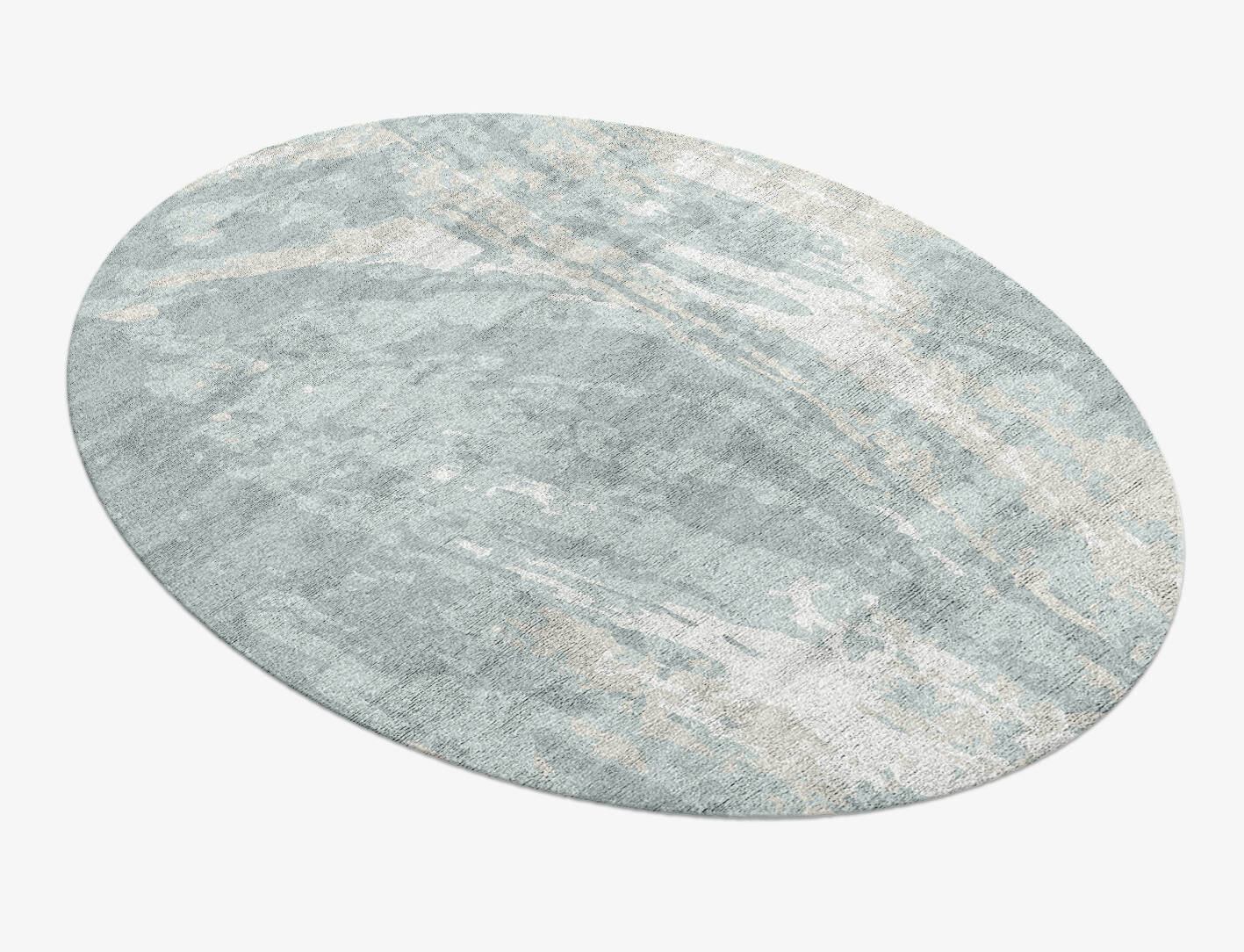 Turbulent Surface Art Oval Hand Knotted Bamboo Silk Custom Rug by Rug Artisan