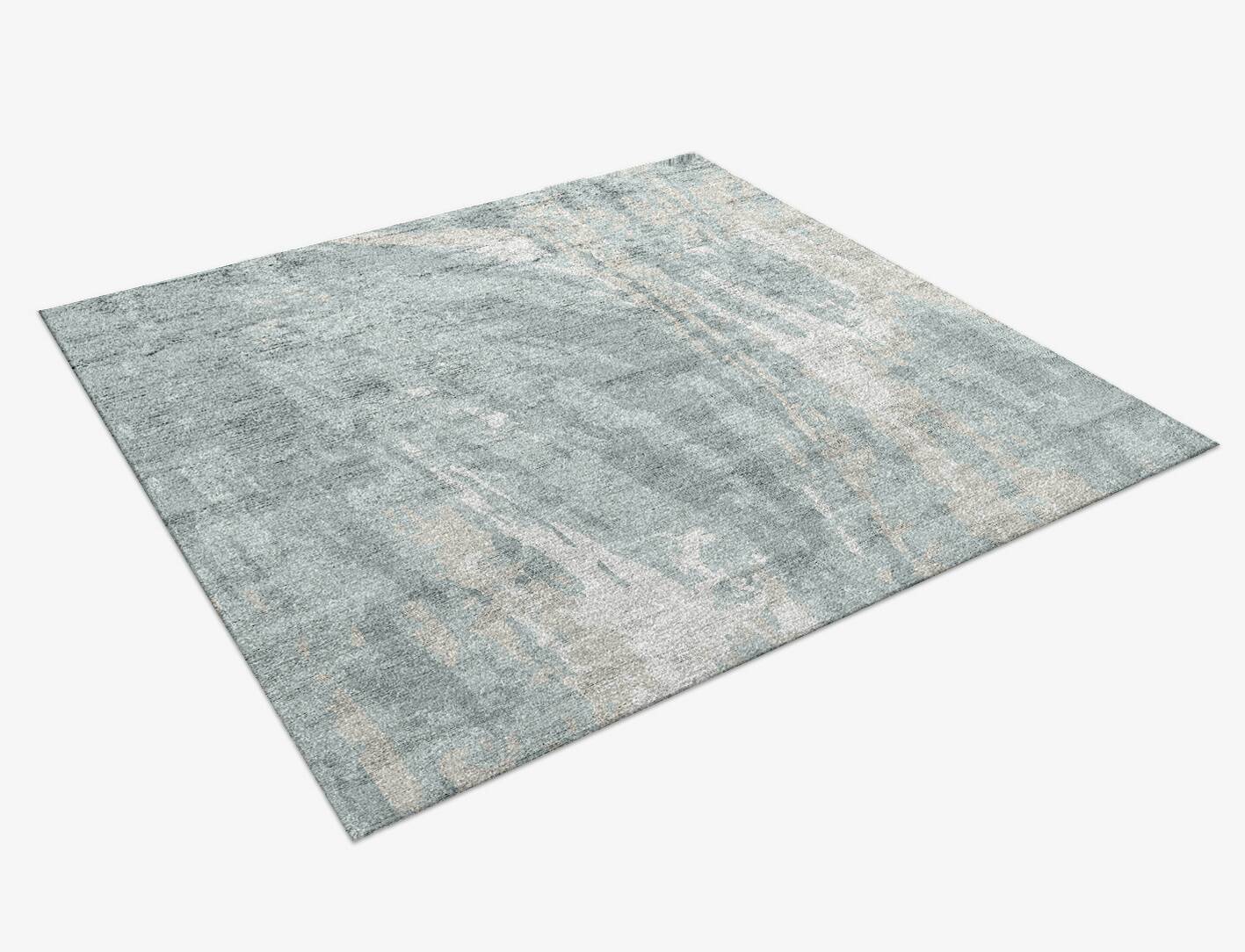 Turbulent Surface Art Square Hand Knotted Bamboo Silk Custom Rug by Rug Artisan
